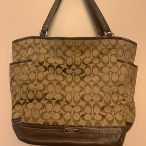 Brown signature coach tote
